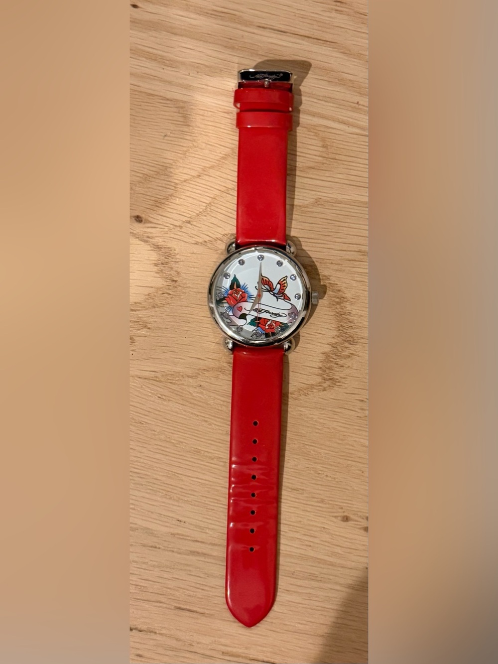 Ed Hardy Quartz Red Floral Butterfly Watch - Ed Hardy Style